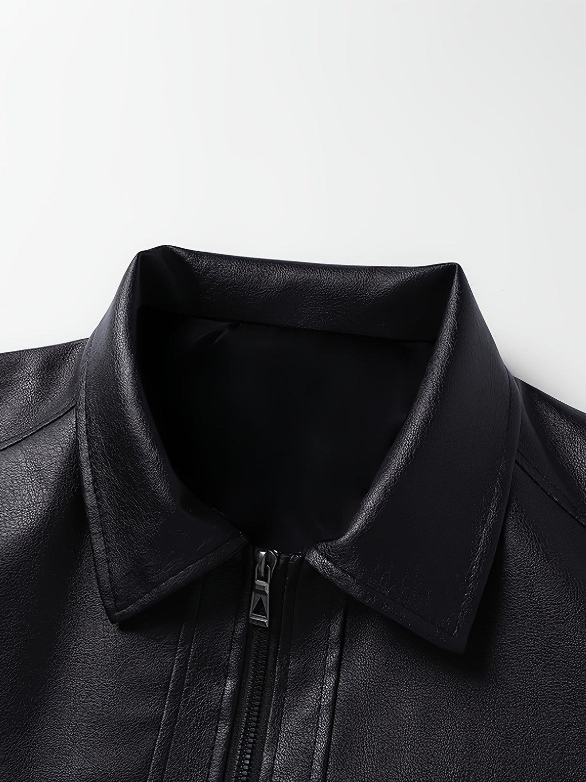 Men's Zip-Up Leather Moto Jacket
