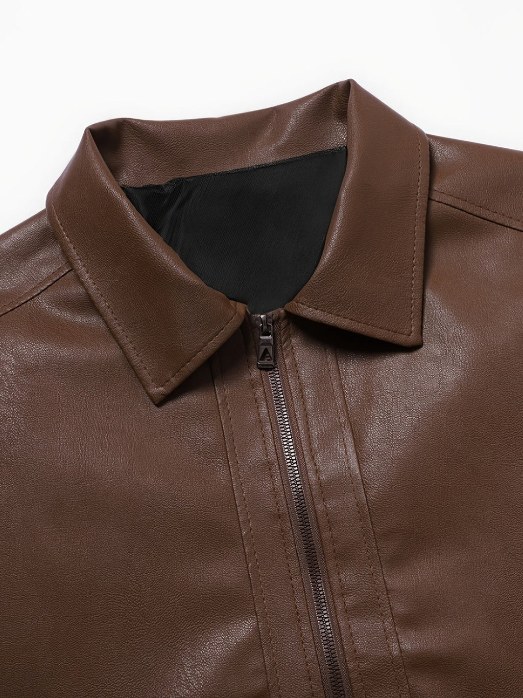 Men's Zip-Up Leather Moto Jacket