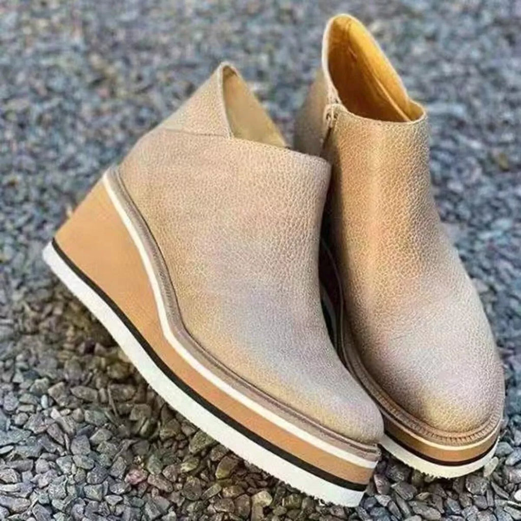 Women's Comfortable Platform Wedge Ankle Boots for Fall and Winter