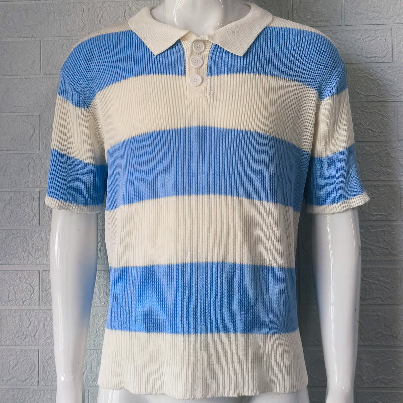 Men's Short Sleeve Knit Polo Casual Summer Style