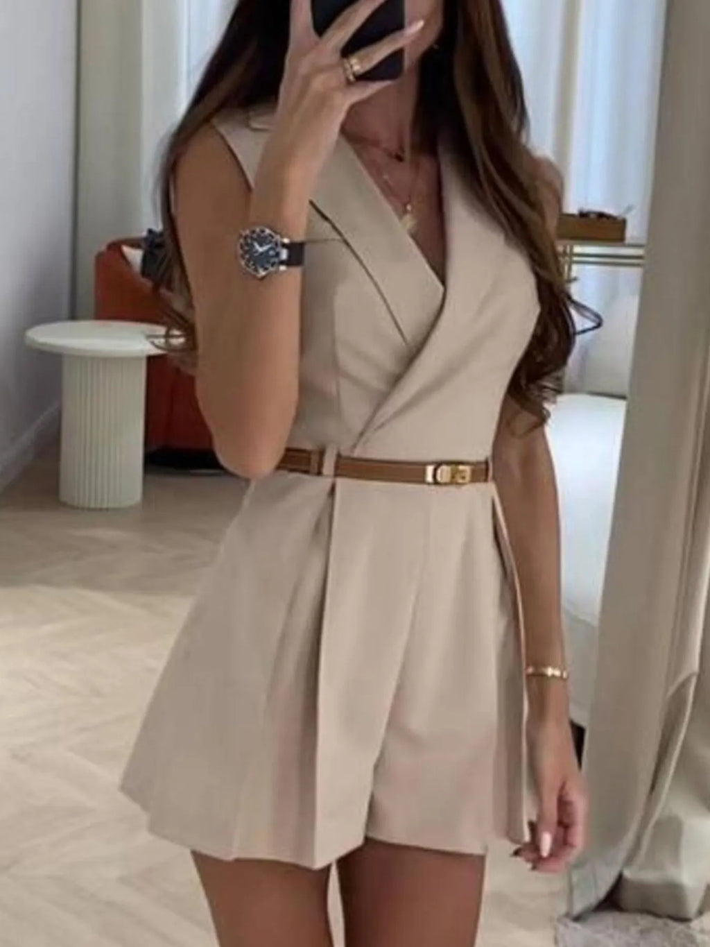 Women's Solid Sleeveless Wrap Romper