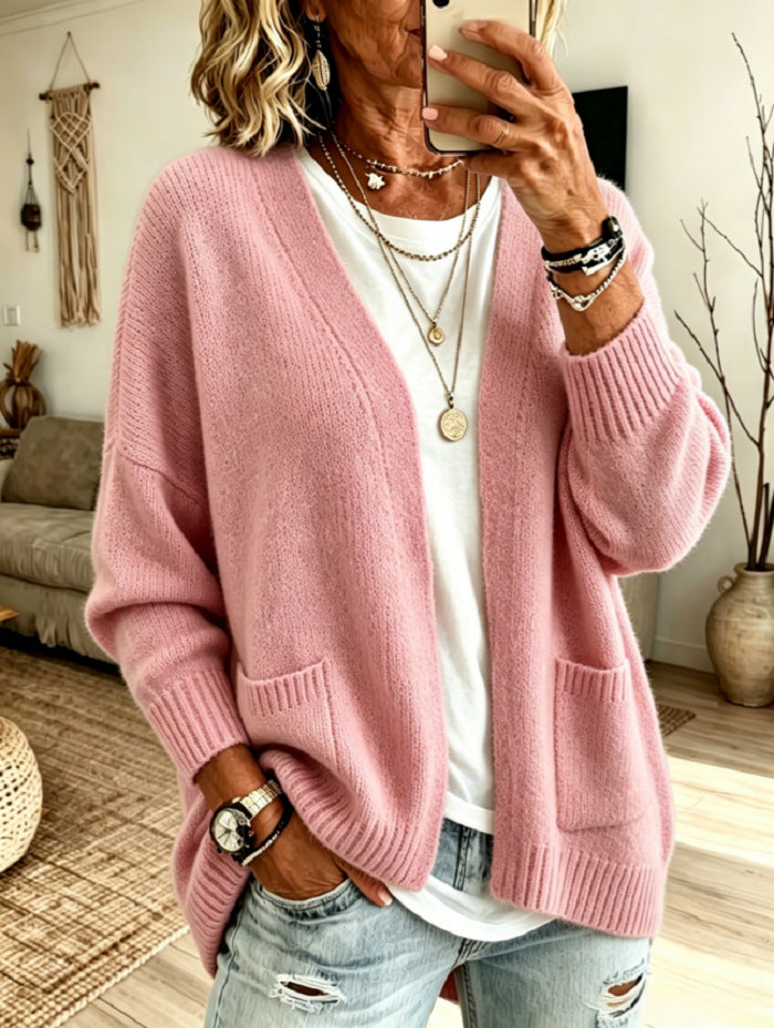 Women's Soft Knit Cardigan Coat - Pink