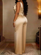 Women's Plus Size Cowl Neck Wide-Leg Jumpsuit