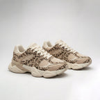 Women's Comfortable Everyday Sneakers - Beige Animal Print