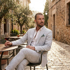 Men's Relaxed Fit Linen Suit with Classic Lapel