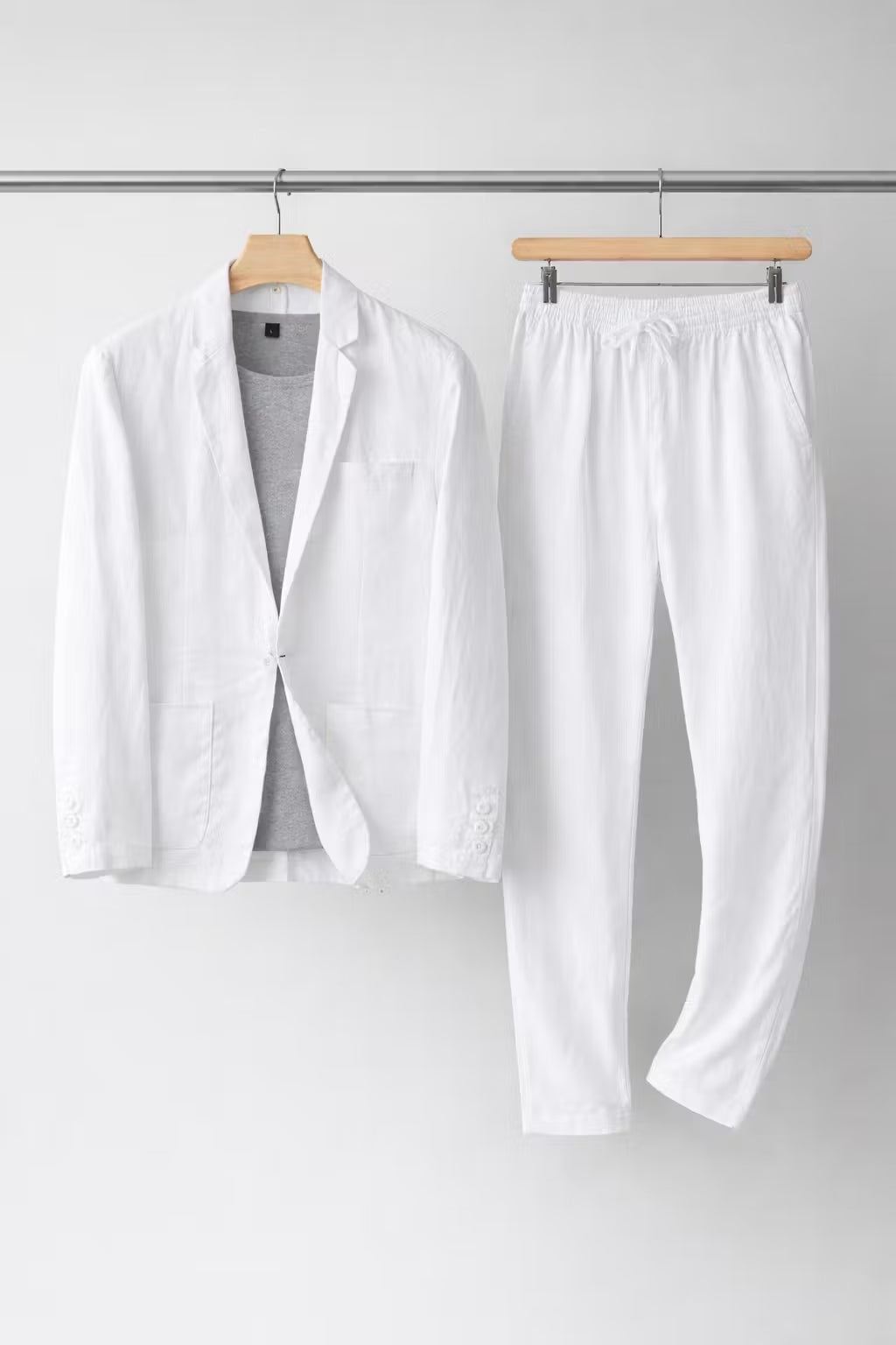 Men's Elegant Relaxed Fit Linen Suit - White