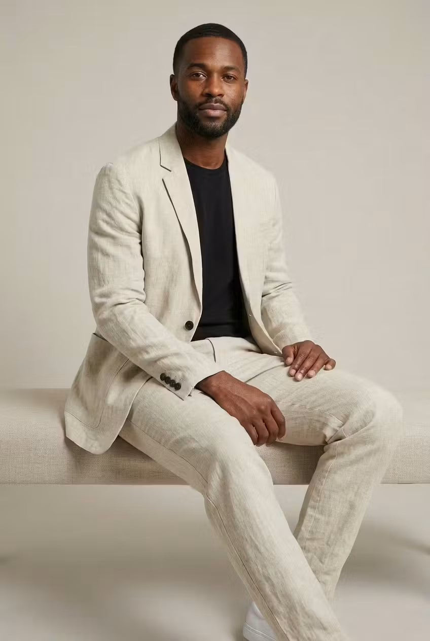 Men's Elegant Relaxed Fit Linen Suit
