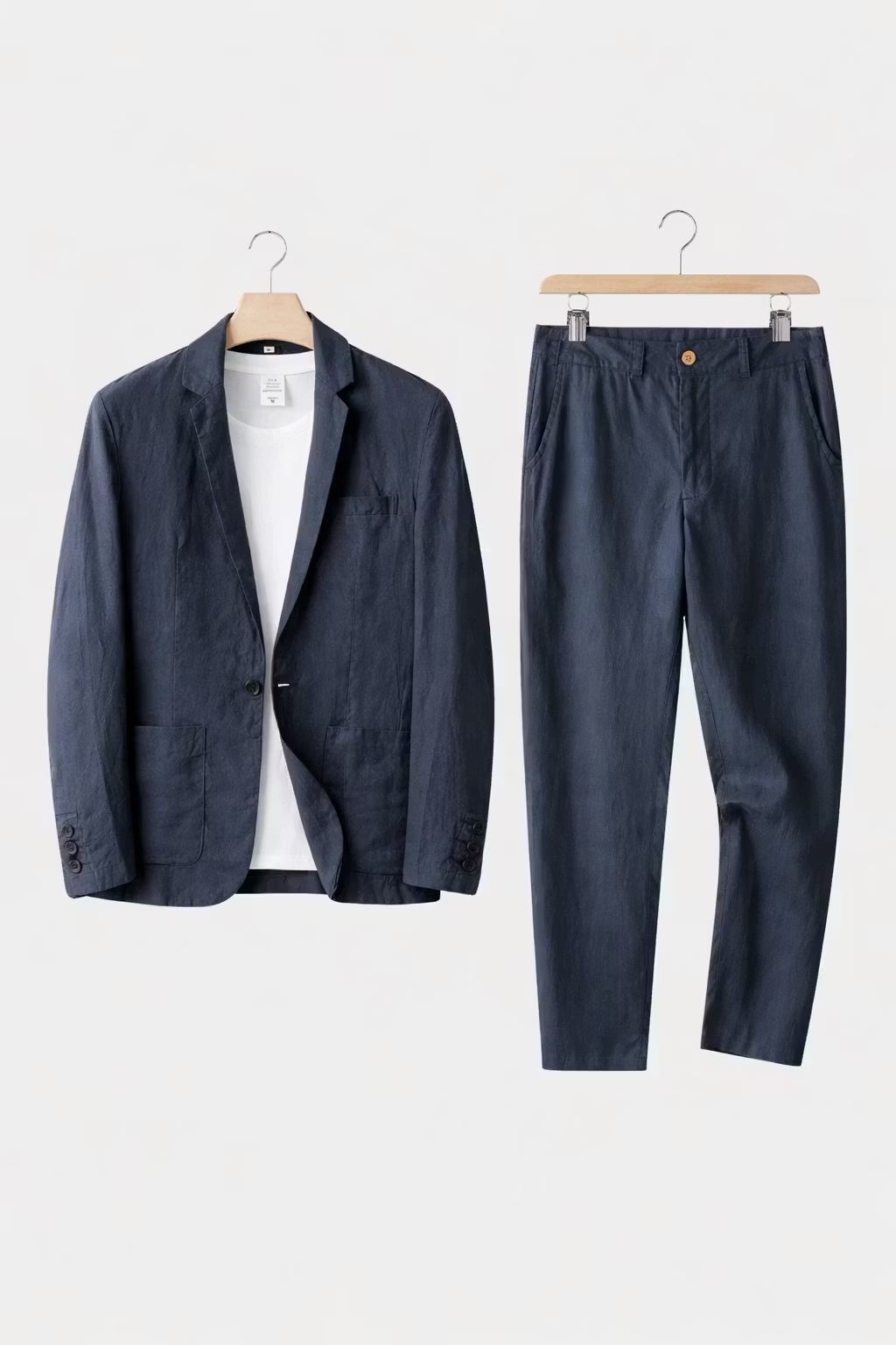 Men's Elegant Relaxed Fit Linen Suit - Blue