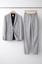 Men's Elegant Relaxed Fit Linen Suit - Gray