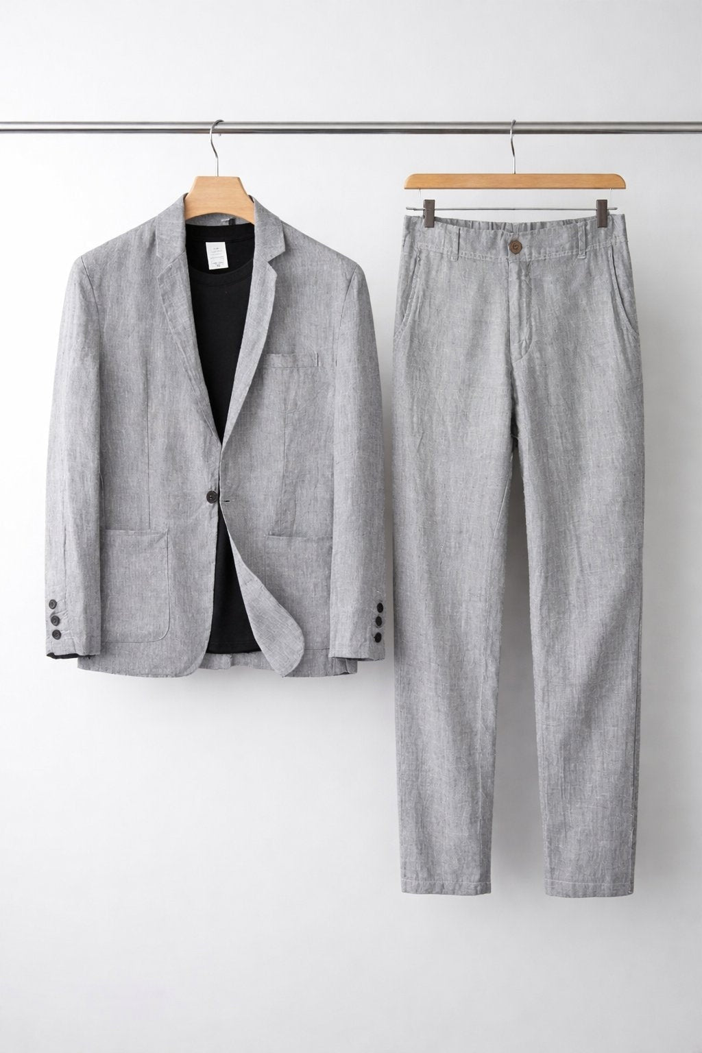 Men's Elegant Relaxed Fit Linen Suit - Gray
