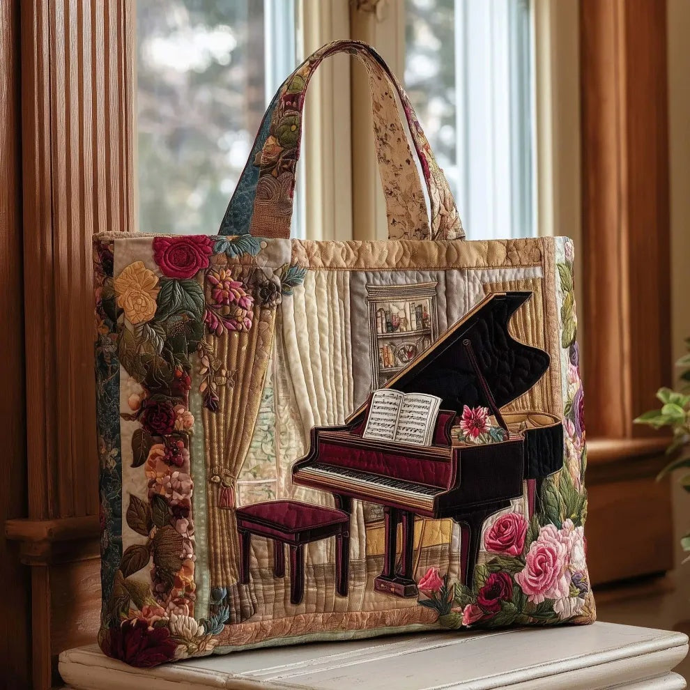 Women's Handmade Quilted Tote Bag with Unique Print