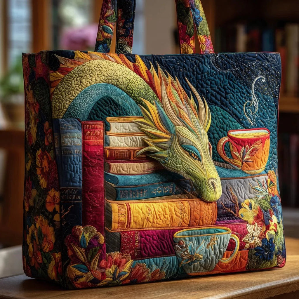 Women's Handmade Quilted Tote Bag with Unique Print