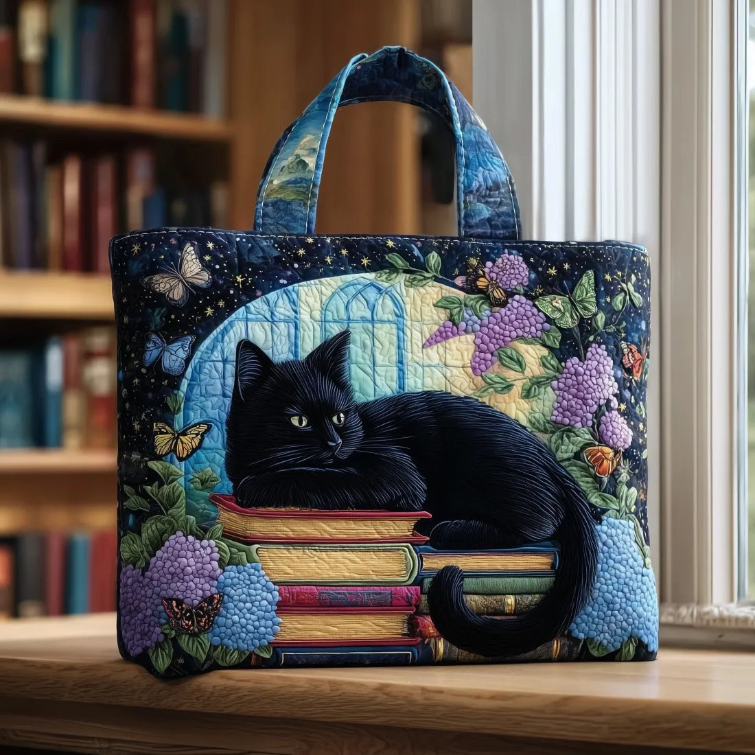 Women's Handmade Quilted Tote Bag with Unique Print