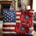 Women's Handmade Quilted Tote Bag with Unique Print