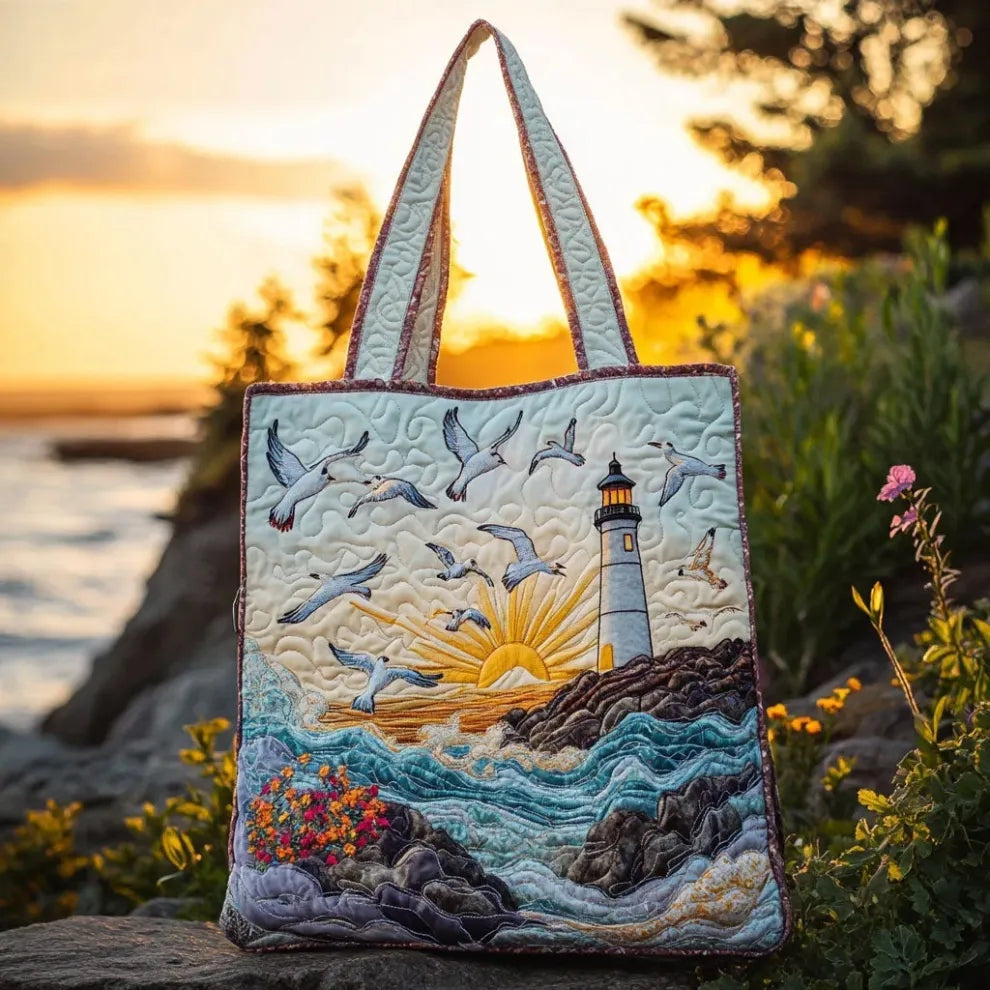 Women's Handmade Quilted Tote Bag with Unique Print