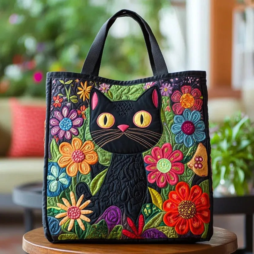 Women's Handmade Quilted Tote Bag with Unique Print