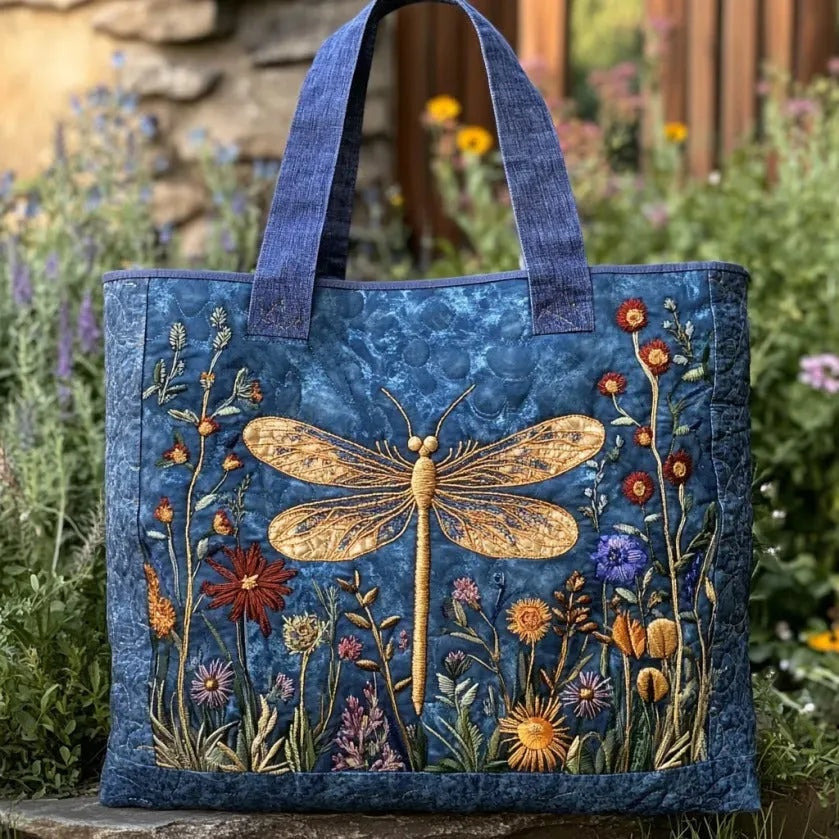 Women's Handmade Quilted Tote Bag with Unique Print