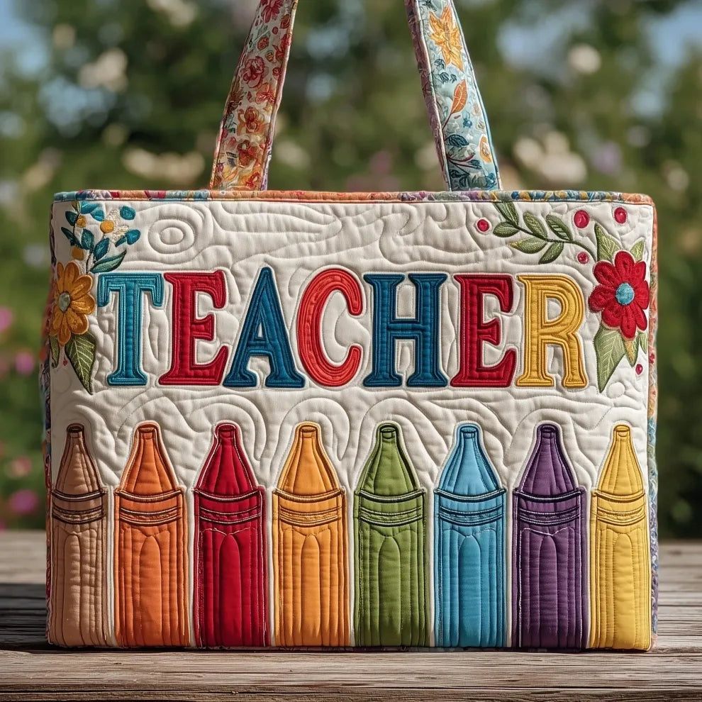 Women's Handmade Quilted Tote Bag with Unique Print