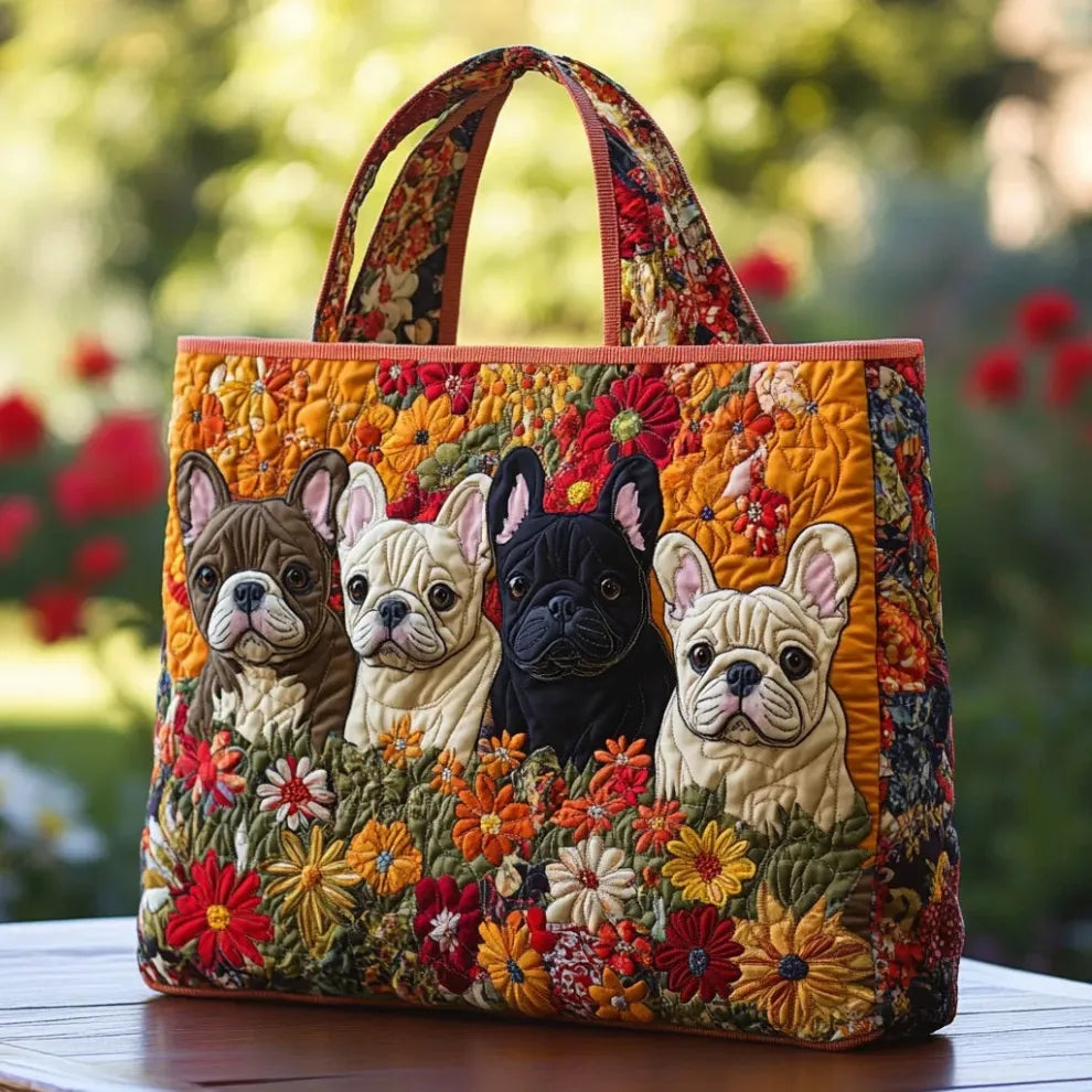 Women's Handmade Quilted Tote Bag with Unique Print