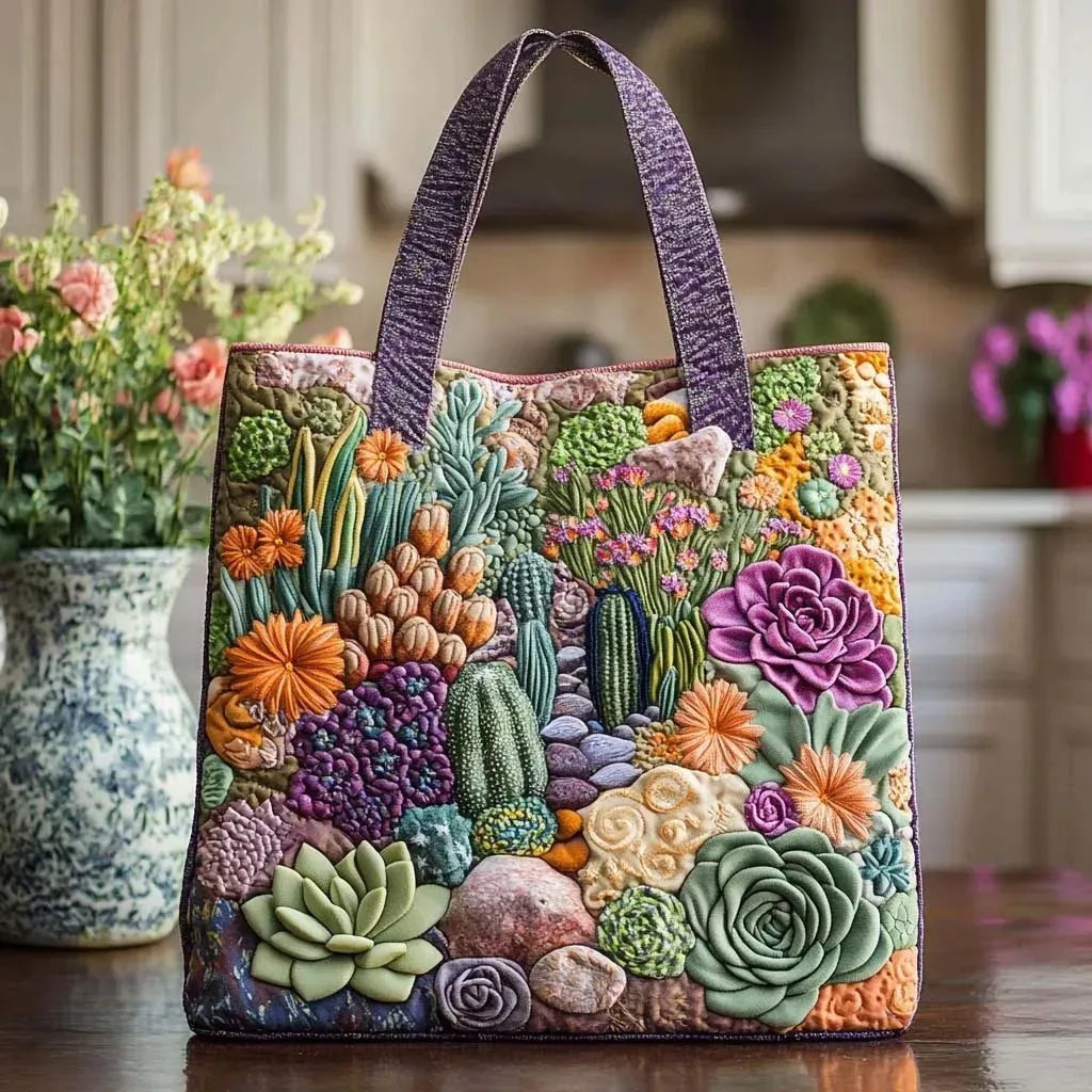 Women's Handmade Quilted Tote Bag with Unique Print