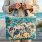Women's Handmade Quilted Tote Bag with Unique Print