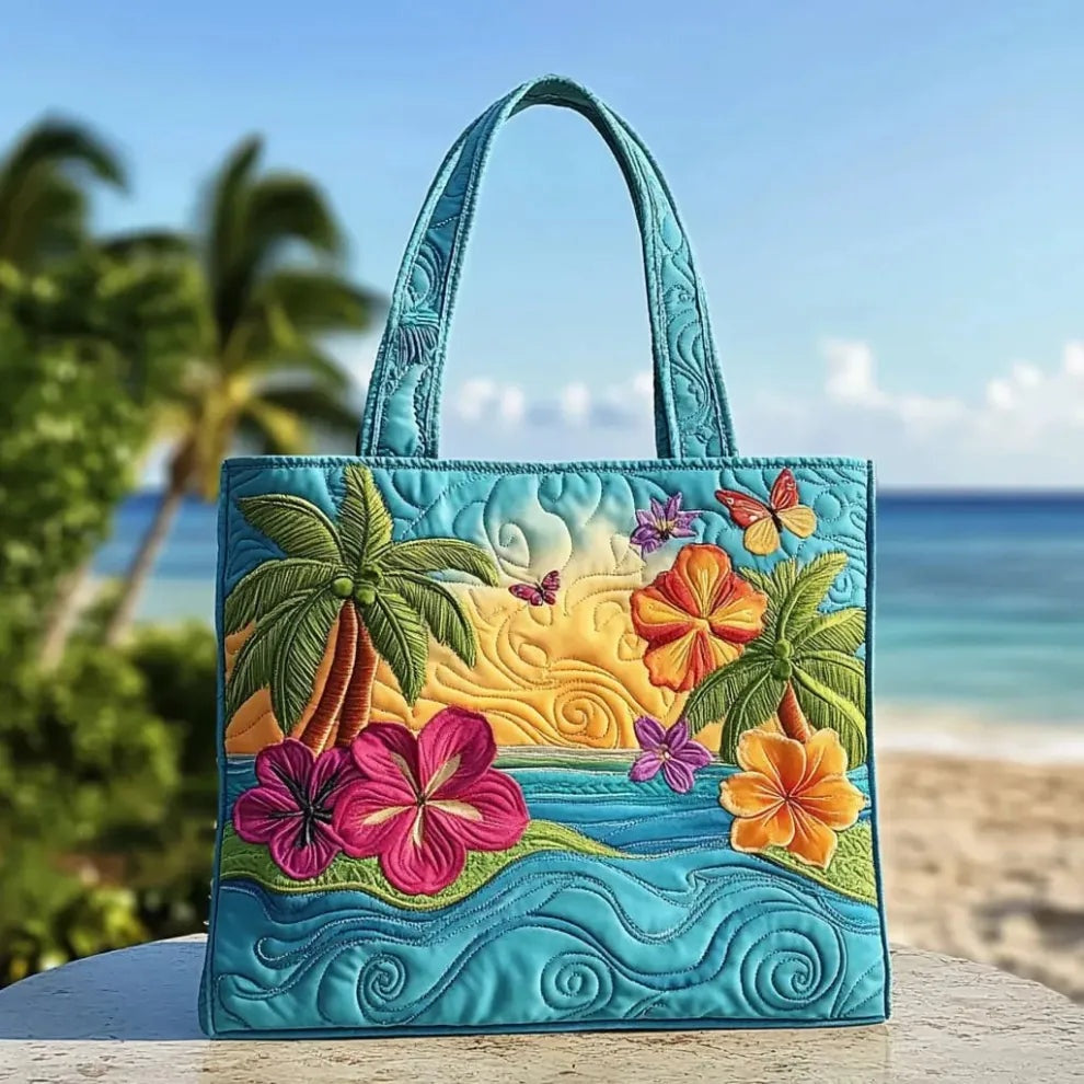 Women's Handmade Quilted Tote Bag with Unique Print