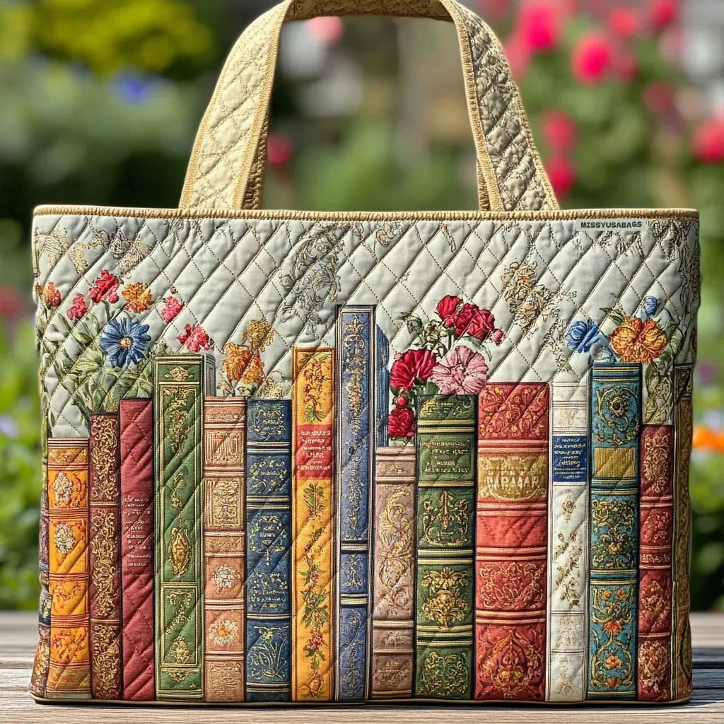 Women's Handmade Quilted Tote Bag with Unique Print