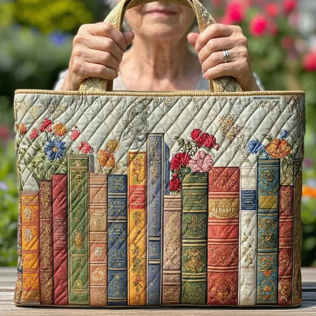 Women's Handmade Quilted Tote Bag with Unique Print