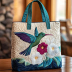 Women's Handmade Quilted Tote Bag with Unique Print - Hummingbird