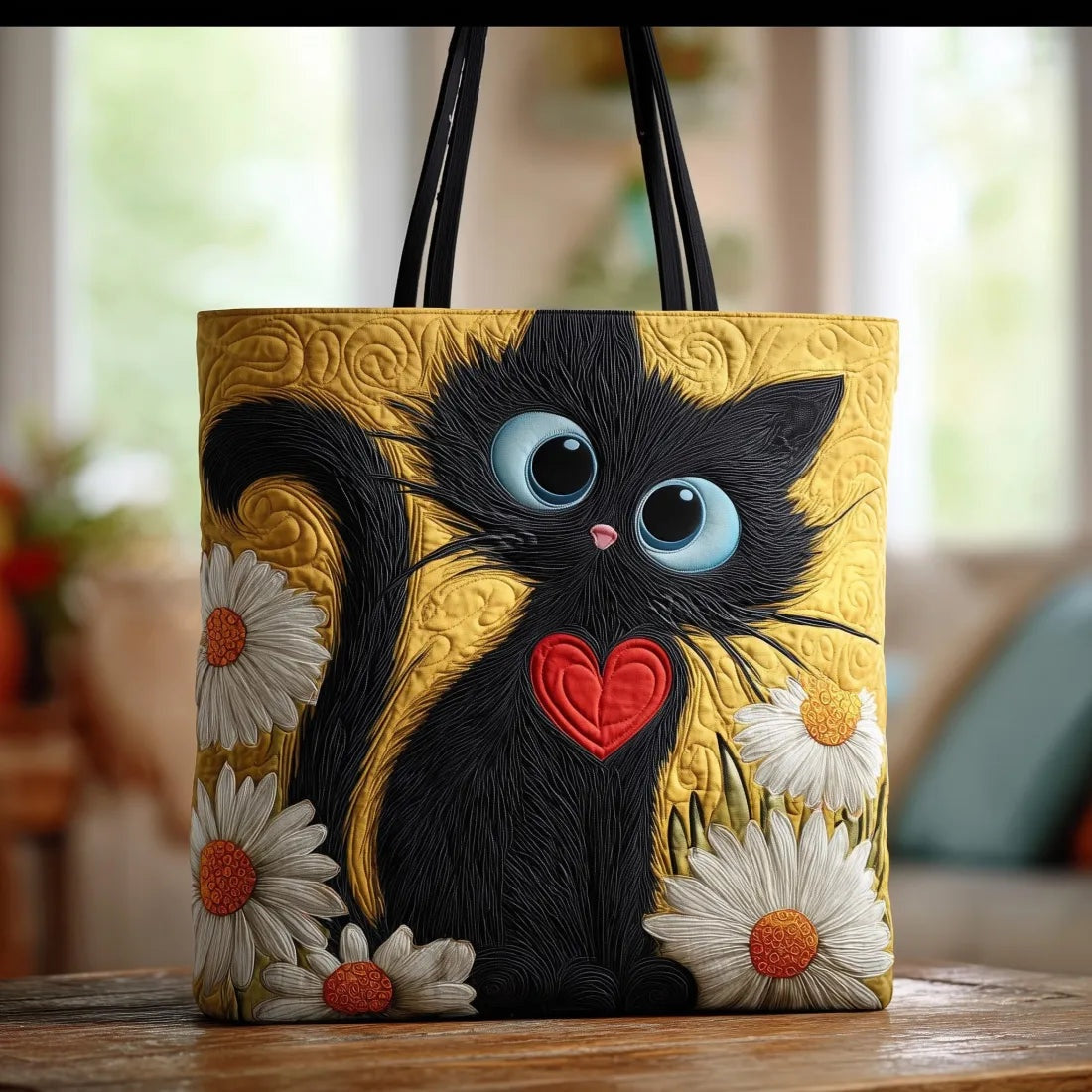 Women's Handmade Quilted Tote Bag with Unique Print