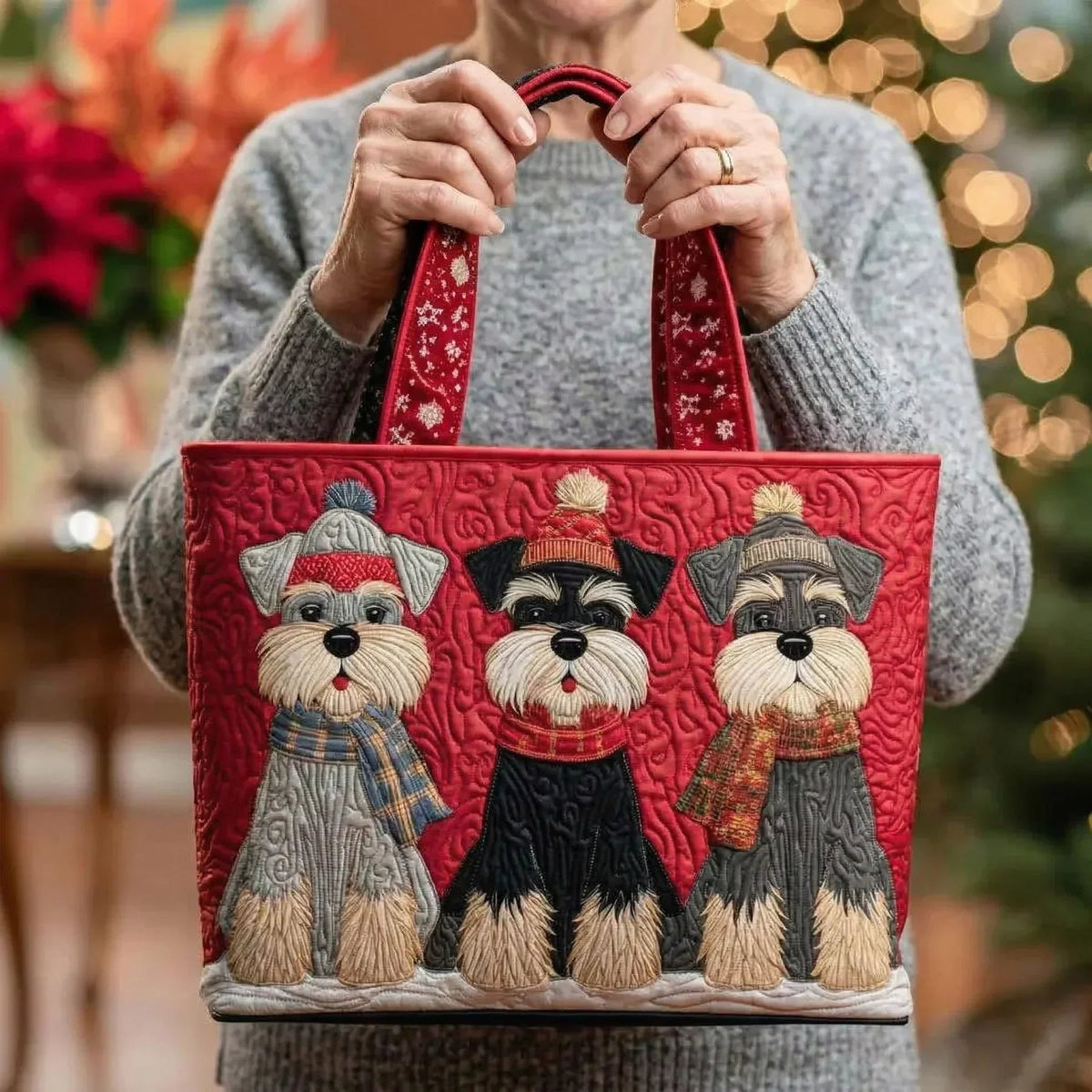 Women's Handmade Quilted Tote Bag with Unique Print