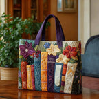 Women's Handmade Quilted Tote Bag with Unique Print