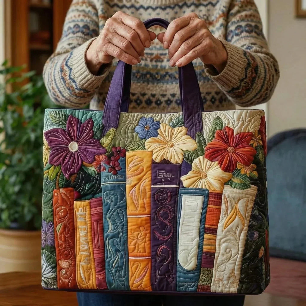 Women's Handmade Quilted Tote Bag with Unique Print