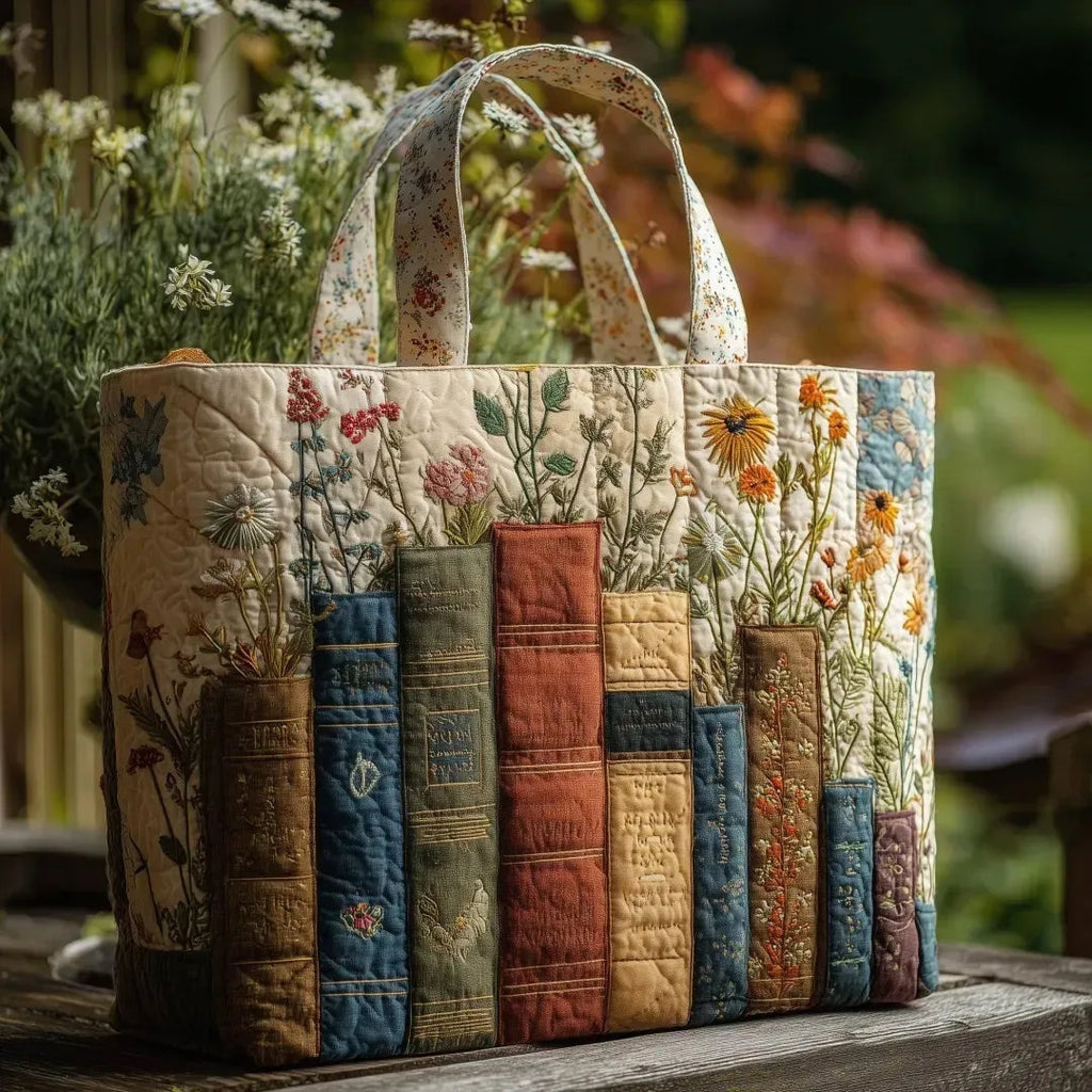 Women's Handmade Quilted Tote Bag with Unique Print