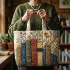 Women's Handmade Quilted Tote Bag with Unique Print