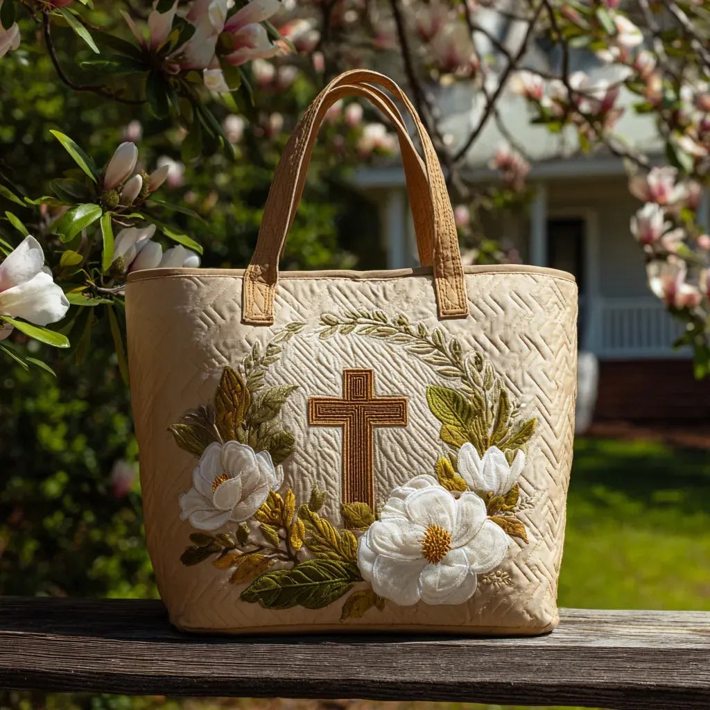 Women's Handmade Quilted Tote Bag with Unique Print
