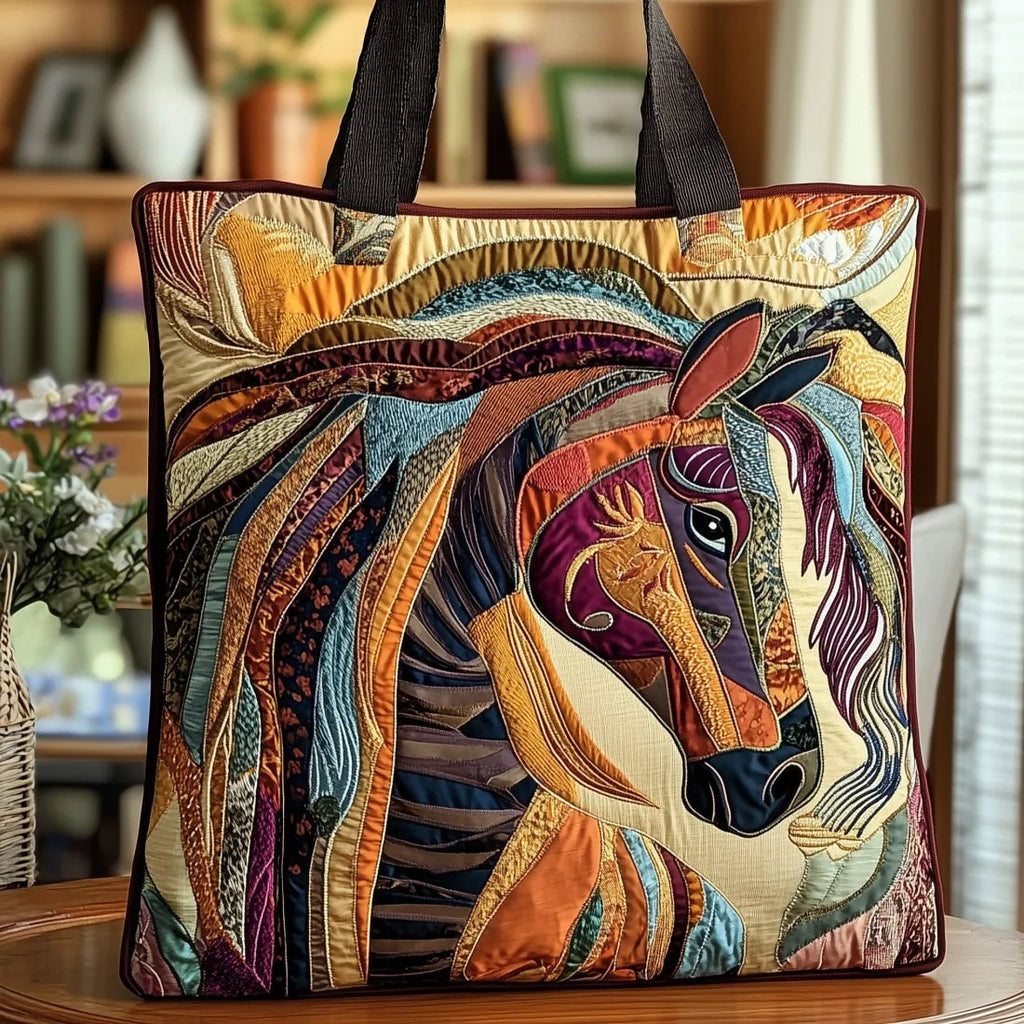 Women's Handmade Quilted Tote Bag with Unique Print