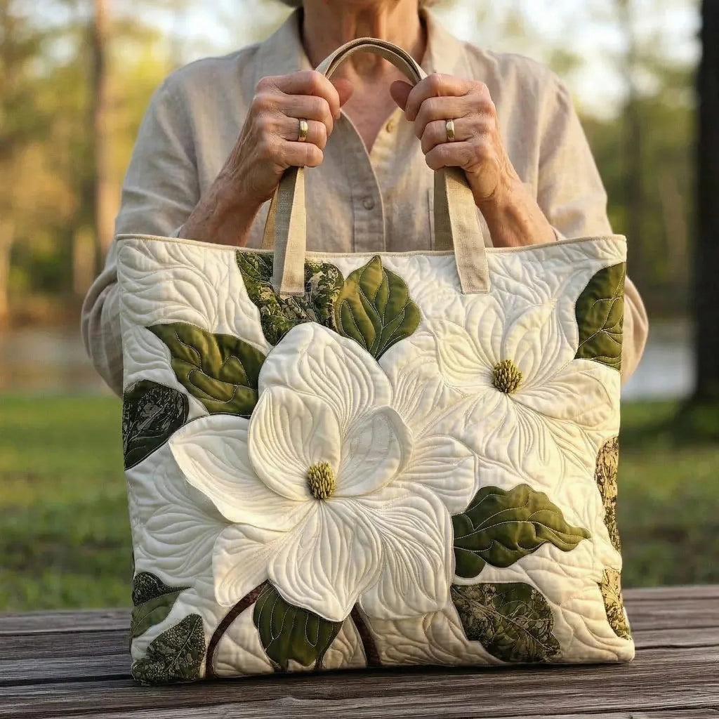Women's Handmade Quilted Tote Bag with Unique Print