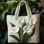 Women's Handmade Quilted Tote Bag with Unique Print - Calla Lilies