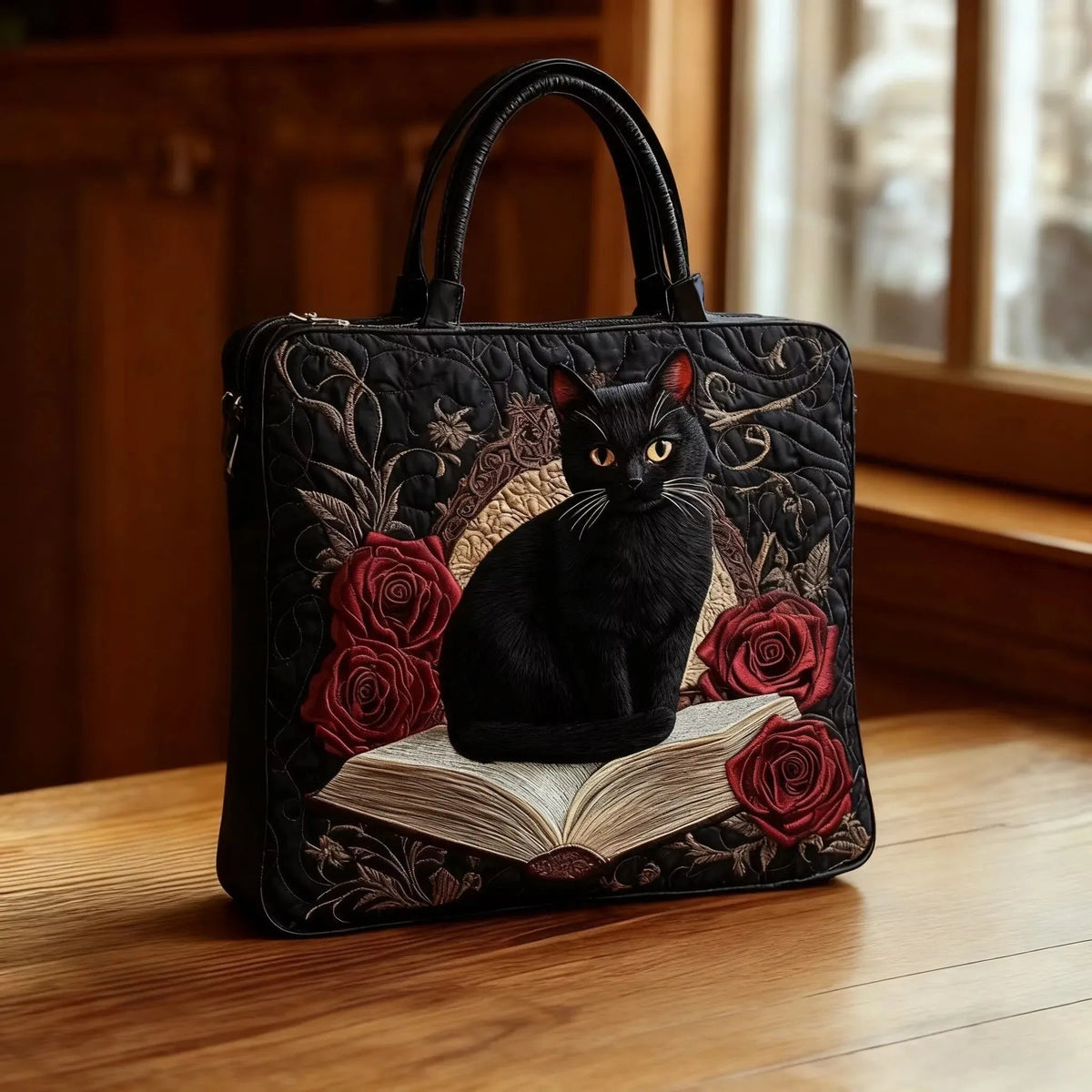 Women's Handmade Quilted Tote Bag with Unique Print