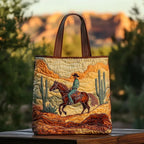 Women's Handmade Quilted Tote Bag with Unique Print