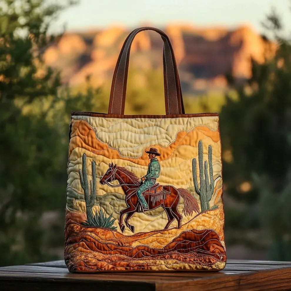 Women's Handmade Quilted Tote Bag with Unique Print