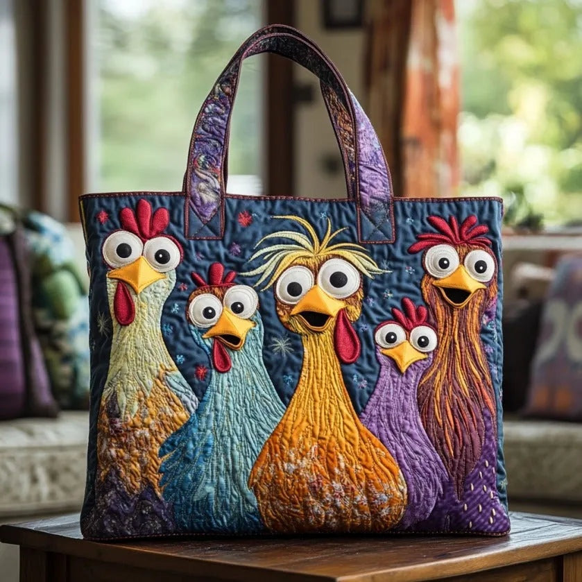 Women's Handmade Quilted Tote Bag with Unique Print