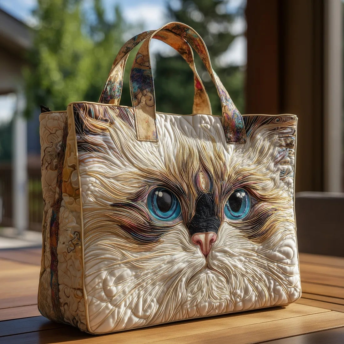 Women's Handmade Quilted Tote Bag with Unique Print