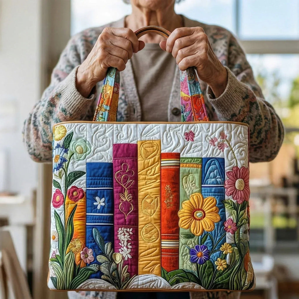 Women's Handmade Quilted Tote Bag with Unique Print