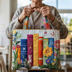 Women's Handmade Quilted Tote Bag with Unique Print