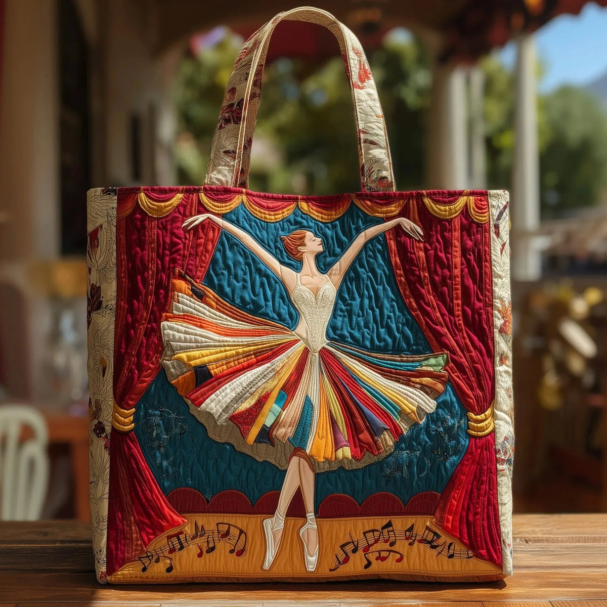 Women's Handmade Quilted Tote Bag with Unique Print
