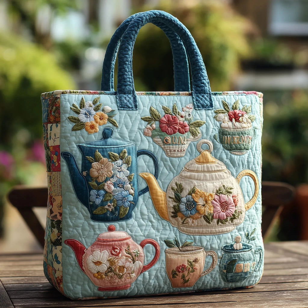 Women's Handmade Quilted Tote Bag with Unique Print