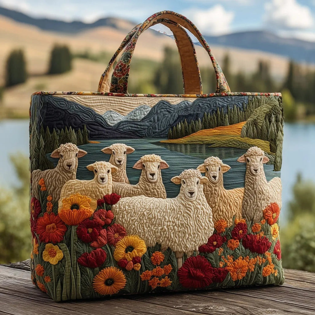 Women's Handmade Quilted Tote Bag with Unique Print