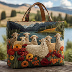 Women's Handmade Quilted Tote Bag with Unique Print